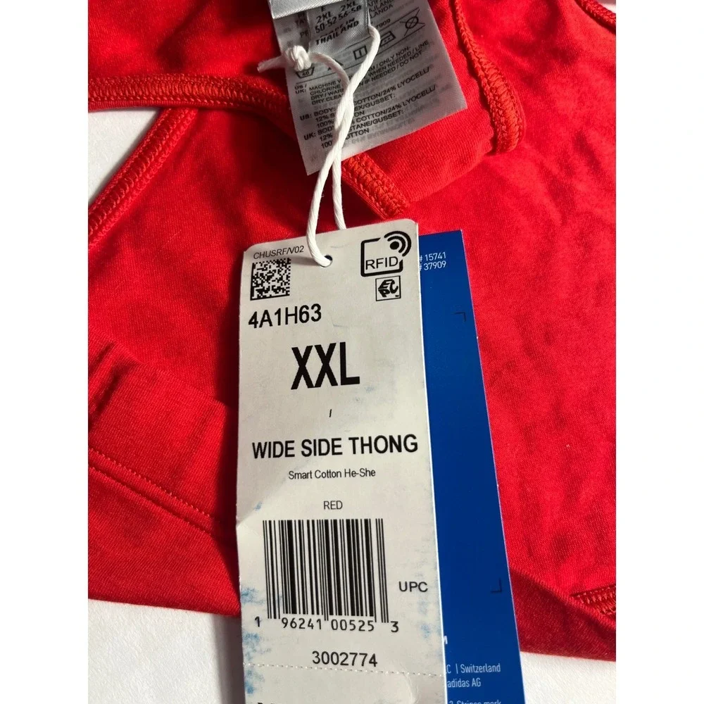 Adidas Woman's Red 3 Stripes Wildside‎ Thong Smart Cotton Size 2XL XXL
